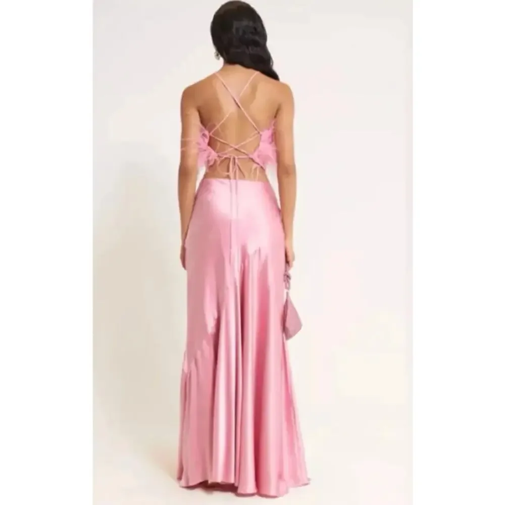 Cult Gaia Skirt Small Pelli Maxi Silk Satin Pink Skirt Party Formal Dressy Chic